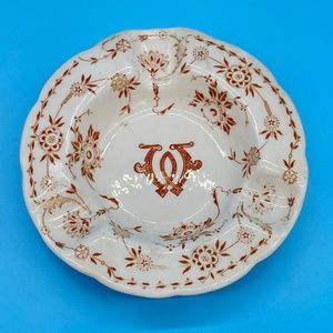 Vintage Lamberton Sterling Ashtray Whitehall Hotel Houston TX Brown Transferware